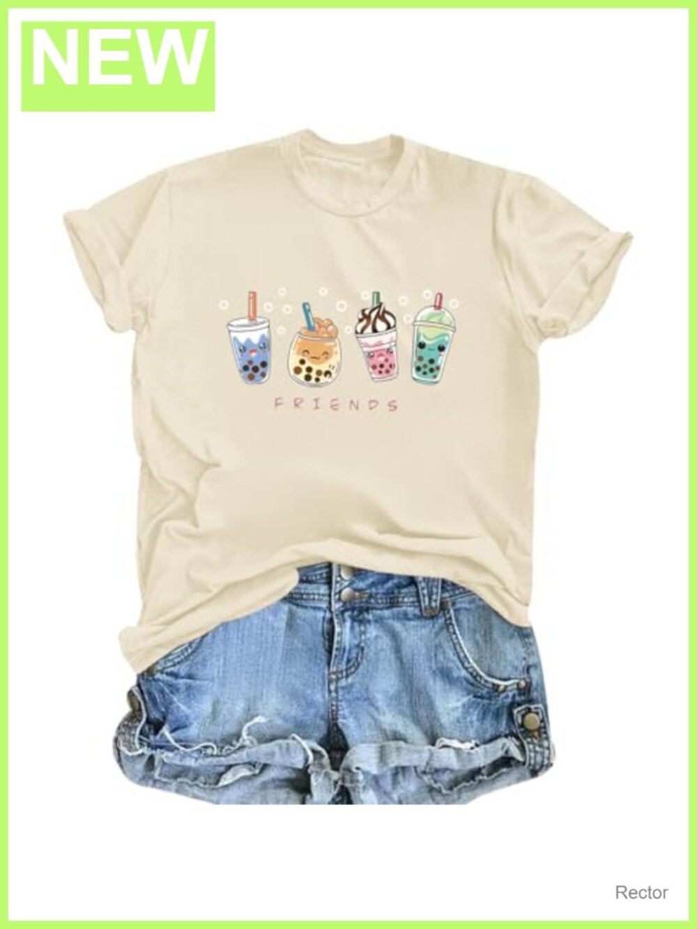 Boba Tea Graphic Tee Kawaii Short Sleeve Cotton T-Shirt for Teen Girls